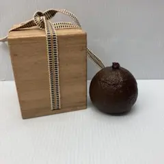 ①茶道具 橙香合 内金地 乾漆 一閑張 桐共箱付き 初釜 正月 縁起物