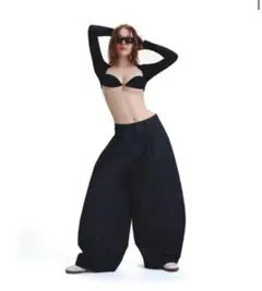 PP STRIPES PANTS ストライプ ワイドデニム PUSH PUSH