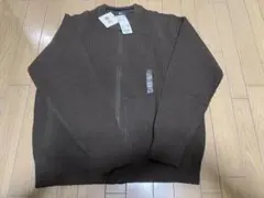 ユニクロC クルーネックフルジップカーディガン XL ブラウン