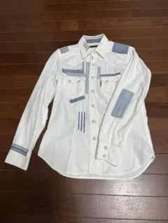 BLUE BLUE リメイクパッチワークシャツ ホワイト S