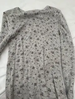 花柄 長袖 カットソー グレー