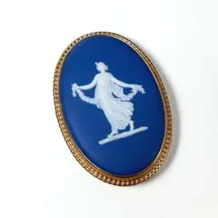 WEDGWOOD ウェッジウッド ジャスパー ブローチ カメオ 女神 青 ブルー