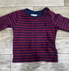 Ralph Lauren 赤と紺のストライプ Tシャツ 12M
