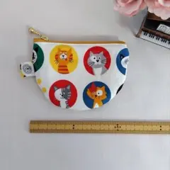 ミニミニポーチ 半月ポーチ 猫魚姫 ファスナーポーチ ハンドメイド