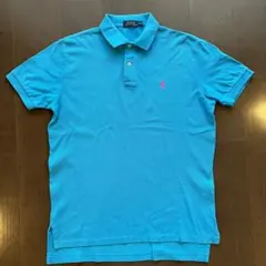 ラルフローレン アメリカ　古着　ポロシャツ　アクアブルー　夏