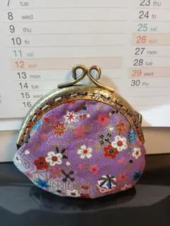 紫色の花柄 コインケース