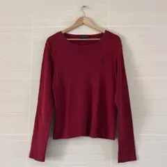 ラルフローレンスポーツ　赤い長袖カットソー ポロ刺繍