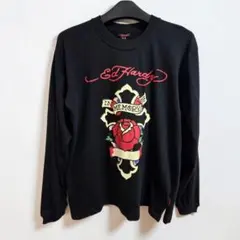 Ed Hardy 薔薇 長袖カットソー Tシャツ LL 黒 未使用品