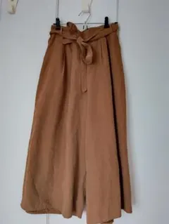 ブラウン ガウチョパンツ リボン付き　茶色