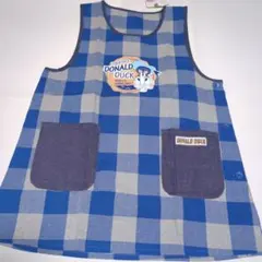 ドナルドダック チェック柄の保育士エプロンno11