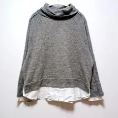 オシャレ⭐ チェリッシュ ニット タートルネック 長袖 XL グレー オフィス