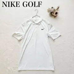 【ナイキ】ゴルフウェア（M）ドライフィット 半袖ポロシャツ スウッシュ 英字ロゴ