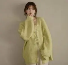 mideal 2way mix color laceup cardigan