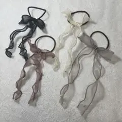 リボン　ヘアゴム　パール付き　4点まとめ売り　セット