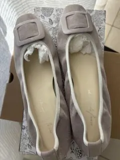 グレー スエード フラットシューズ 23.5cm