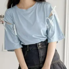 メニーリボンカットアウトオーバーTシャツのサムネイル