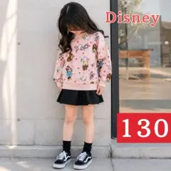 Disney100 総柄トレーナー 130 ピンク K039のサムネイル