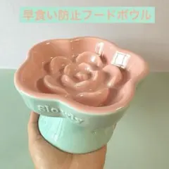 早食い防止 犬・猫用食器 フードボウル 脚付き 陶器製 お花型　水入れのサムネイル