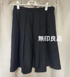 無印良品　ひざ丈スカート プリーツスカート ブラックのサムネイル
