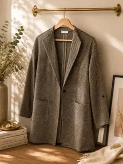 【残２点】新品 セシオセラ 高級 ツイード ジャケット ブラウン 千鳥格子 Mのサムネイル