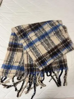 HARE チェック柄マフラー ベージュ 青 茶色