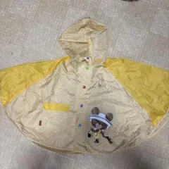 イエローチェック柄ベビーポンチョレインコート