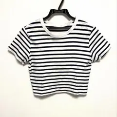 GU レディース　ミニT 半袖　ボーダー　ショート丈　Tシャツ　コットンのサムネイル