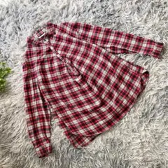 NATURAL BEAUTY BASIC【M】赤黒白 チェックシャツ 長袖 綿