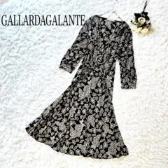 ガリャルダガランテ　花柄ロングワンピース　ストレッチ　カシュクール　ブラック