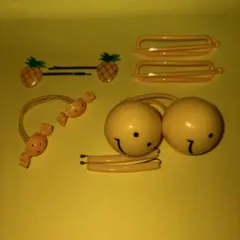 【昭和レトロ】ヘアアクセサリー イエロー セット 5種 8点