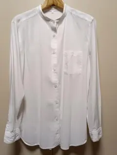 古着　バンドカラー ホワイトシャツ LLサイズ