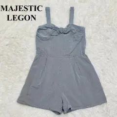 マジェスティックレゴン　ブルーストライプ柄　サロペット　ショートパンツ　【F】のサムネイル