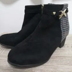 ABC-MARTキッズ22センチブラックスエード風チェックブーツ