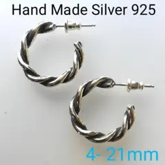 4-21両耳 ハンドメイド シルバー925 フープピアス