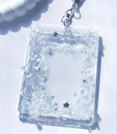 トレカケーストレカキーホルダー　デコレジンホイップ　結晶　星　クリアブルー　ホロ