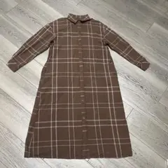 AZUL/ブラウンチェック柄シャツワンピース /S