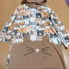 SHEIN キッズ 猫柄 フード付きワンピース 7Y120センチ