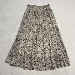 ローリーズファーム/レオパード柄ロングスカート/ウエストゴム/フレア/裏地/F