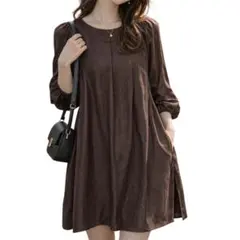 アズノウアズ〔M〕きれいめ◎ダイヤ柄◎七分袖ひざ丈フレアシルエットワンピース