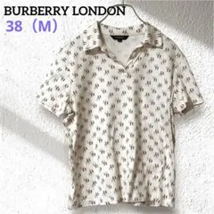 BURBERRY／バーバリーロンドン☆モノグラムポロシャツ 半袖 総ロゴ 38 
