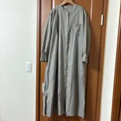 スタディオクリップ　ストライプ柄長袖シャツワンピース