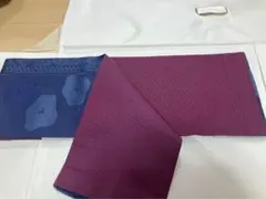 紫と青の花模様 半幅帯