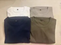 4枚セット【無印良品】紳士ＵＶカットワッフルクルーネック長袖ＴシャツXL