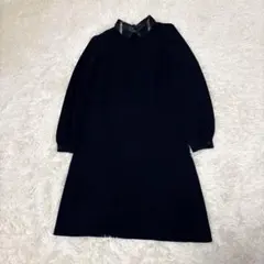 ▪️ブルーレーベルクレストブリッジ　ニットワンピース　金ジップ　襟チェック柄