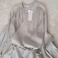 新品　OUD ウード　リネンワンピース　ロングワンピース　カシュクール　ガウン