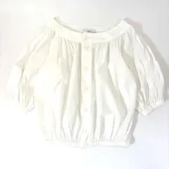 ASTRAET ショート丈 ギャザー パフスリーブ ブラウス 白のサムネイル