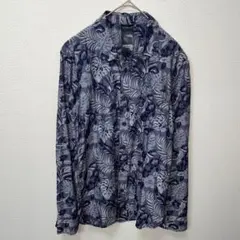 クローンデベグル　花柄　長袖　シャツ　ネイビー系　カジュアル　綿100% M
