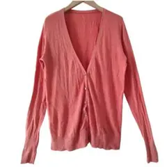 ✨１点物✨薄手ピンクVネックカーディガン 春ニット シンプル 無地 長袖トップス