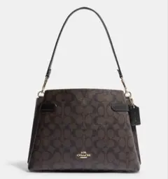 【匿名配送/未使用品】COACH/ハンナショルダーバッグ/シグネチャー/ブラウン