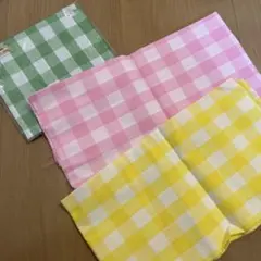 チェック柄 綿生地 3色セット47×50cm